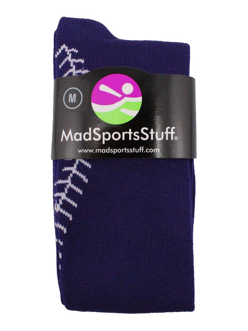 MadSportsStuff Softball Socks with Stitches Over the Calf (Purple/White, Medium) - Image 3